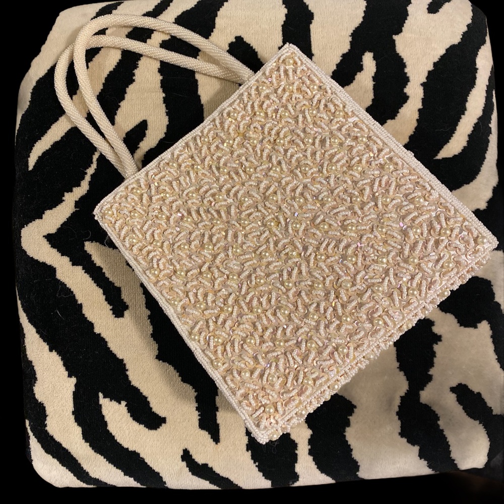 IFO New York Vintage Ivory Beaded Evening Bag